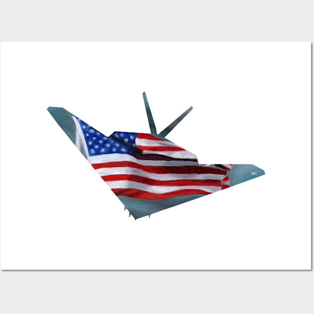 F117 Nighthawk American Flag Silhouette Wall Art by DSCarts